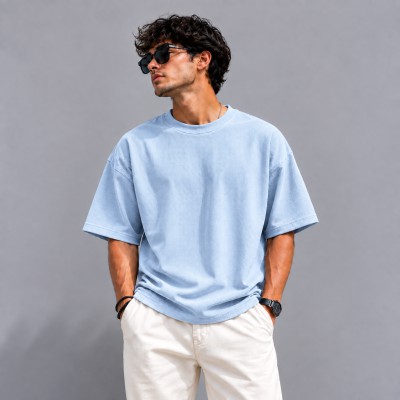 Premium Oversized Waffle Tee-[ SKY ]