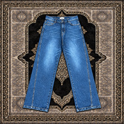 Wide Lag Washed Denim - Classic Blue
