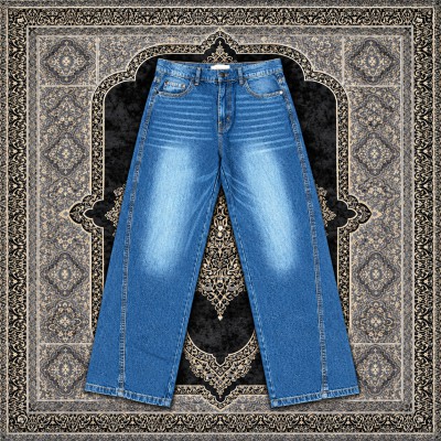 Wide Lag Washed Denim - Classic Mid Blue