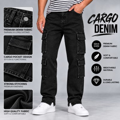 8 Pocket Low Cut Cargo Denim - Black