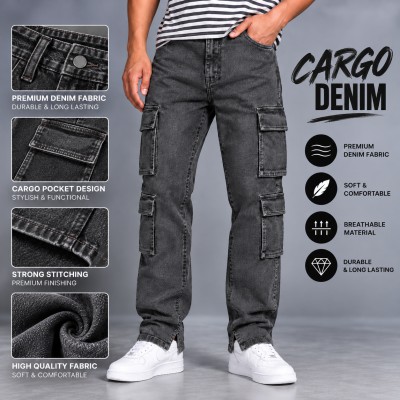 8 Pocket Low Cut Cargo Denim - Acid Wash