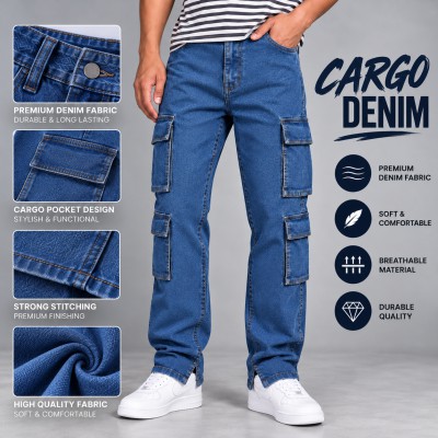8 Pocket Low Cut Cargo Denim - Mid Light