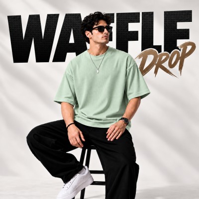 Premium Oversized Waffle Tee-[ SAGE GREEN ]